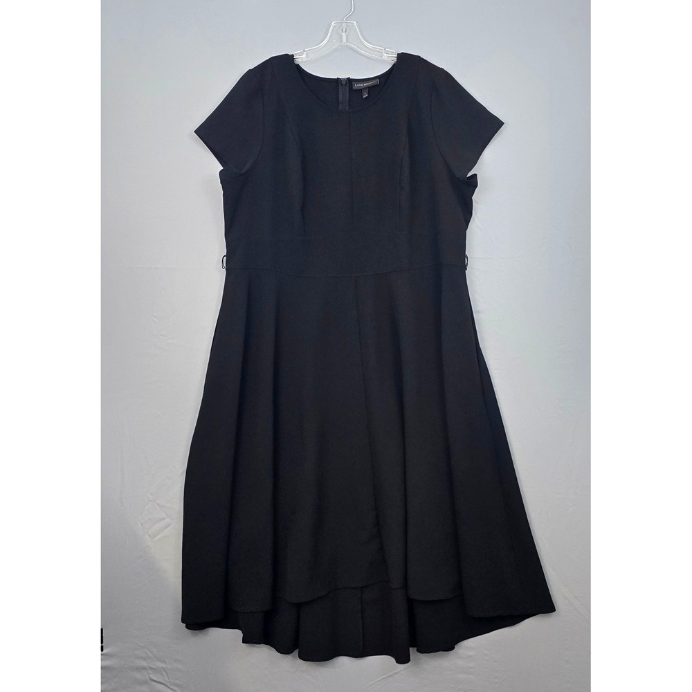 Lane‎ Bryant Hi-Lo Short Sleeve Scoop Neck Zipper Back Dress Black 22